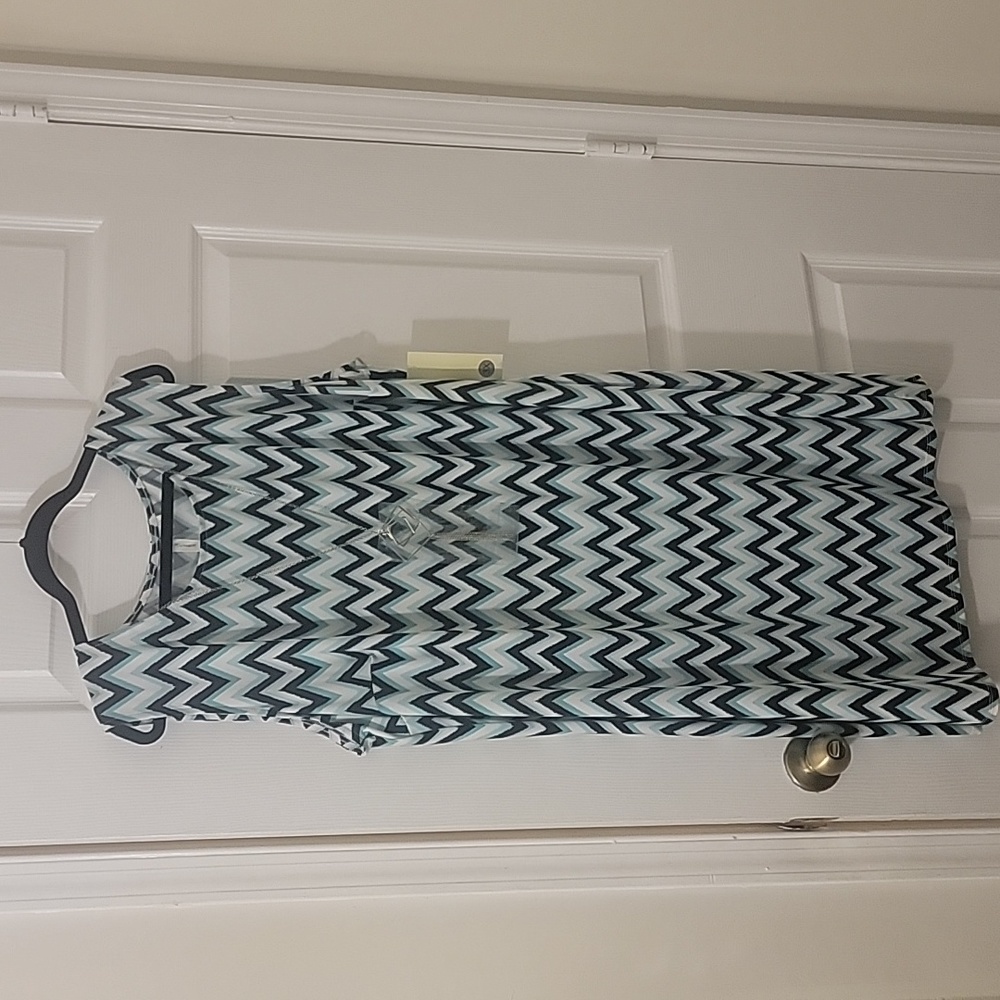 Tacera Dress w/Necklace Blue and White Size 3X